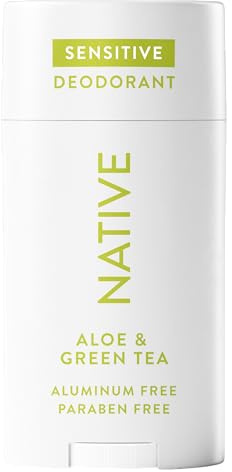 Native Empfindliches Deodorant, natürliches Deodorant für Frauen und Männer, frei von Aluminium, ohne Natriumbikarbonat, Phthalate, Puderfrei, Kokosöl und Sheabutter, Aloe und grüner Tee