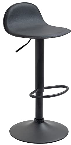 CLP Barhocker Lana V2 Mit Metallgestell Und Kunstlederbezug I Höhenverstellbarer Ergonomischer Barstuhl Mit Fußstütze Und Drehbarer Sitzfläche | Farbe schwarz Gestell Farbe schwarz