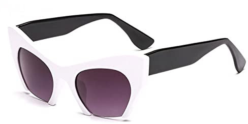 FOOOZ Mode Retro Halbrahmen Cat Eye Damen Brillengestell Linse Herren Brillengestell, Weiß Schwarz Grau