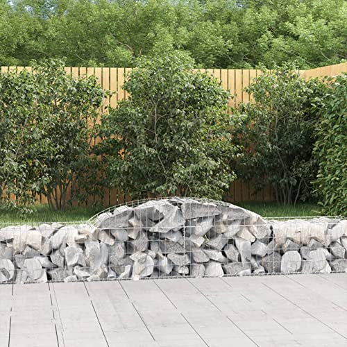 BaraSh Gabionen mit Hochbogen 4 STK. 300x50x40/60 cm Verzinktes Eisen WasserzapfsäUle Garten Pflanzsteine Beton Garten Stapelbar Gabionen Zaun Gabionen ZaunGabionen