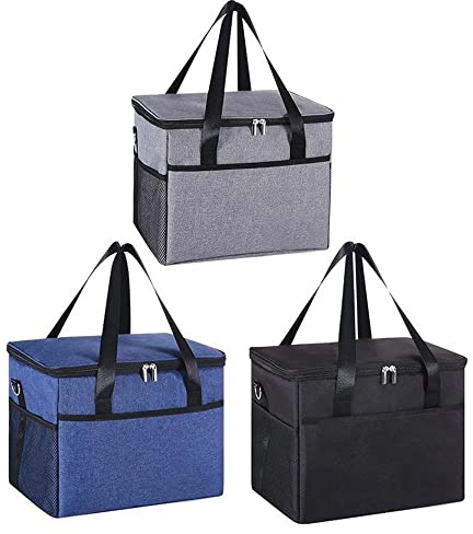 plastific 8L Soft Cooler Bag with Hard Liner, Large Insulated Picnic Lunch Bag Box Soft-Sided Cooling Bag for Camping/BBQ/Family Outdoor Activities Sports (Navy - 24 * 16 * 20.5cm)