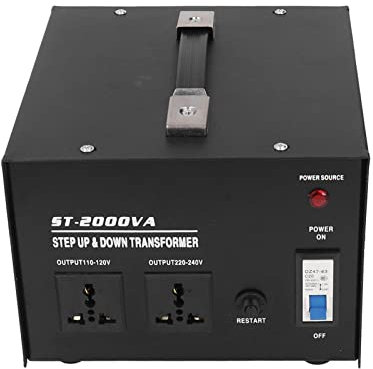 Transformador Convertidor de Voltaje, Transformador de Potencia Monofásico de 2000 W, Convertidor de Voltaje CA Inferior con 2 Enchufes de Salida Universales Enchufe de La UE 110 220 V