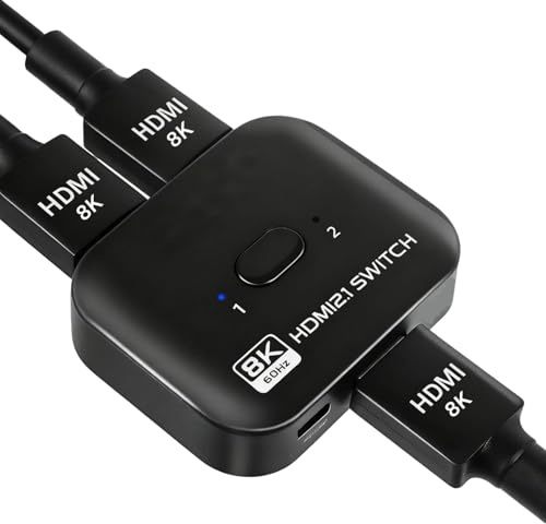 8k@60hz HDMI Switch Splitter 2 in 1 Out, DGODRT Auto Bi-Directional HDMI Switcher Selector, Supports 48Gbps HDR HDCP 2.2, Compatible with PS5/PS4, Xbox Series, Fire Stick, Roku, PC, Switch