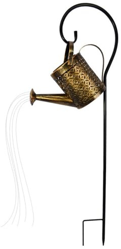 Hsthe Sea Solar Gießkanne Gartendeko Lichterketten Solarleuchten für Außen IP65 Wasserdicht Metall Vintage LED Solarlampen für Garten Deko Yard Balkon Path Lamp (mit Ständer) Star