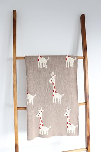 Kaiser 65227 Giraff Babydecke Strick Fb. Stone - Natural Combo 100% Bio Baumwolle (KBA) atmungsaktive Babydecke Ganzjährig Neugeborene Kinderwagendecke Babyschalendecke