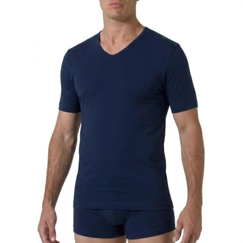 Risalti Camisetas Hombre Manga Corta Bambu Cuello V - Camiseta Interior Hombre Sin Costuras Ni Etiquetas, Ropa en Viscosa de Bambù Más Suave Que el Algodón, Transpirable y Cómoda - Made in Italy