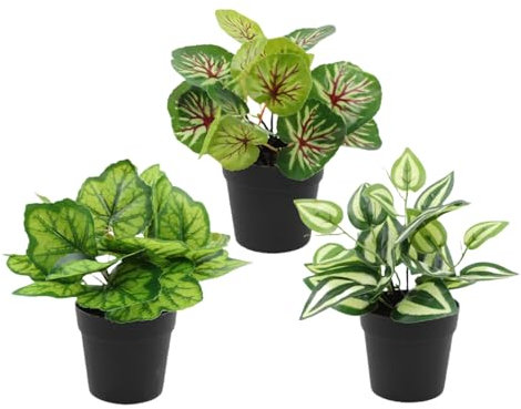 YOYUMI Fake Plant 3 Töpfe Mit Grüner Rettichpflanze Topfpflanze Schreibtisch Ornament Heimdekoration