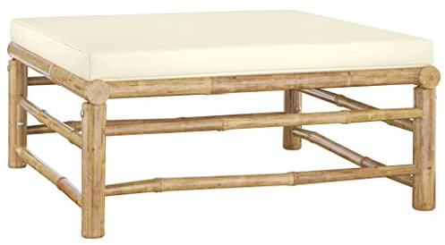 KATERYY 6-TLG. Garten-Lounge-Set mit Cremeweißen Kissen Bambus,Modernes GartenLoungeSet aus Bambus für eine entspannte OutdoorOase