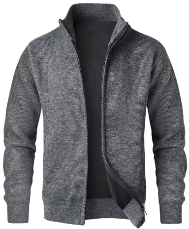OlyljpinZ Cardigan da Uomo Lavorato a Maglia Maglione Foderato in Pile Giacca in Maglia a Maniche Lunghe Addensato Autunno e Inverno Sweater Caldo Classico Felpa Casual Cappotti Cappotto