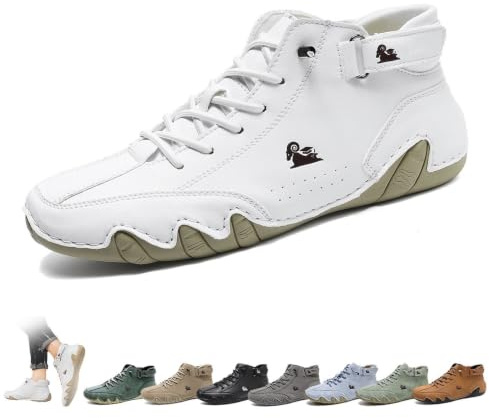 Botas Altas Italianas Hechas A Mano Unisex Zapatos Beck Minimalistas Al Aire Libre Zapatos Descalzos Informales Antideslizantes Transpirables for Caminar Senderismo Conducir Botas Chukka(Bianco,43 EU)