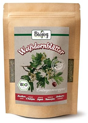 Biojoy Thé d'aubépine BIO (100 g), séchée et coupée, Feuilles d'aubépine (Crataegus Monogyna)