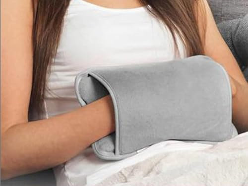 Marco Paul Rechargeable Electric Hot Water Bottle - Fast Charing and Heating Hot Water Bottle for Hand & Body Warmer and Pain Relief Portable, Hand Warmer with Long-Lasting Warmth Soft Grey Heat Pad
