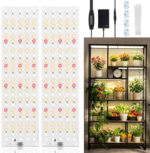 JKOKPMG 2 Stück Pflanzenleuchte,270 LEDs Pflanzenlampe LED Vollspektrum | Pflanzenlicht Wachsen Licht mit 3/9/12H Zeitschaltuhr ,10 Arten von Helligkeit für Zimmerpflanzen [Energieklasse B]
