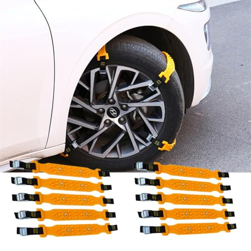 MIOLOE Schneeketten, 5/10 PCS Universal Auto Schneeketten Winterreifen Kettengürtel für Reifenbreite 175-275 mm, Notfall-Anti-Schlupf-Ketten für Autos, SUVs, LKWs (5)