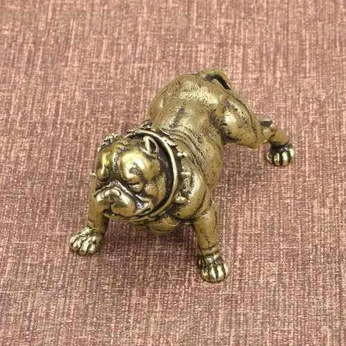 JUDUOYANXIAN Vintage-Messing-Heimdekoration, 7,6 x 4,1 cm, reines Kupfer, Bully Dog-Statue für Zuhause, Desktop-Dekoration, Messing-Tierskulptur, antike Bürofiguren, Miniaturen, Ornamente