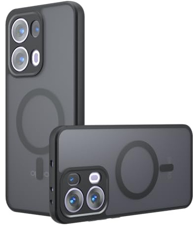 Kukoufey Compatible with Oppo Reno 13 Pro 5G Case Cover,Compatible with MagSafe,Compatible with Oppo Reno13 Pro 5G Built-in Magnetic Anti-Shock Cell Phone Case Black
