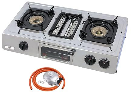 NJ G-87 Portable Gas Stove - 3 Burner Mini Oven Grill Camping Cooker LPG