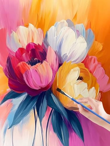 Malen Nach Zahlen Erwachsene,Plant, Blume malen nach zahlen, paint by numbers adult inklusive Pinsel und Acrylfarben, DIY bastelset erwachsene frauen, Zimmer Deko, Geschenk-60 x 80 cm Rahmenlos XF-4