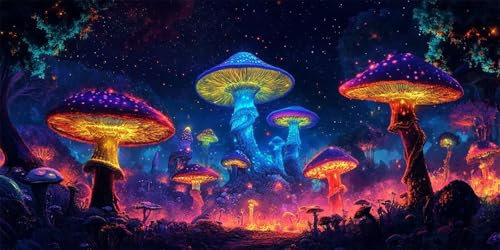 Paint by Numbers for Adults Starry Sky Painting by Numbers Mushroom DIY Canvas Oil Painting Adult Crafts Kits with Brushes and Acrylic Pigment for Home Wall Decor Women Gift 140x70cm Frameless -y480