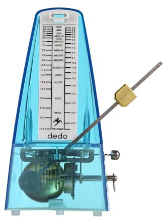 Transparentes mechanisches Metronom mit Glocke, universelles aufziehbares Metronom mit lauter Klangschlagauswahl, Geschwindigkeitsregelung für Gitarre, Klavier, Violinentrommel