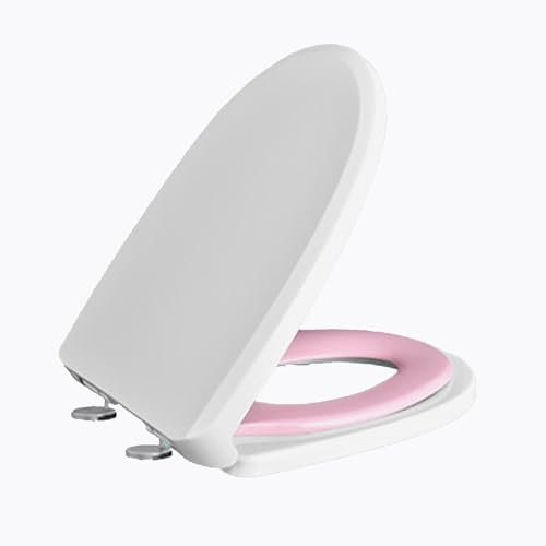Wttfc Wc Sitz Mit Kindersitz Abnehmbar Mit Schnellverschluss,Toilettendeckel Klodeckel Mit Absenkautomatik,Familien Toilettensitz Mit Magnethalterung Robuster Deckel D-Form,Rosa,U Type