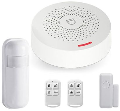 PAGJHRFJG de Seguridad para el Hogar Inalámbrico WiFi de 433 MHz de Alarma Antirrobo Wifi Teclado Inalámbrico Tuya Smart Life Funciona con ENCHUFE de la UE