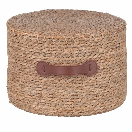 Villa d'Este Home Tivoli 1996 Puf Redondo de Fibra Natural, 30 x 20 cm, Mango de Poliuretano, Natural