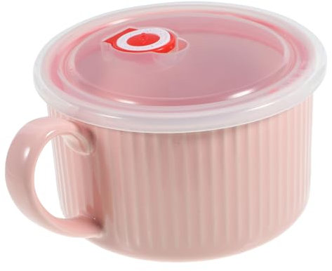 Mikinona Ceramic Noodle Bowl Mit Deckel Und Griff Für Schule Büro Und Zuhause Eleganter Mikrowellengeeigneter Essbehälter Für Frische Mahlzeiten - Und Langlebig
