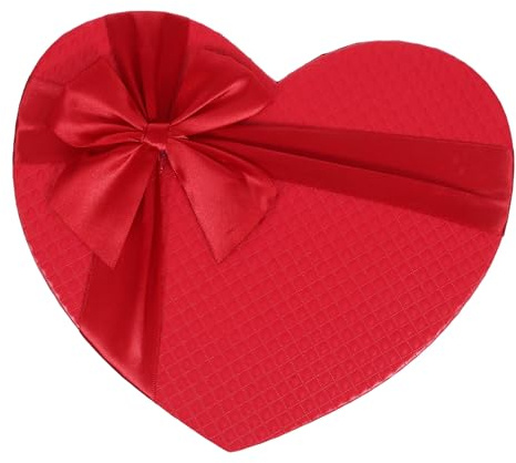 HAMPPLIES Herzförmige Geschenkbox aus Papier mit Schleife zur Aufbewahrung Kleiner Geschenke und Schmuck für Hochzeitsfeiern und Dessertshops in Rot