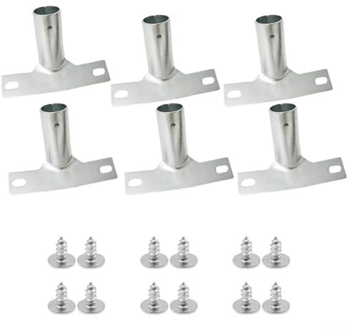 Bulevisiter Lot de 6 supports de manche de balai en métal avec vis pour outils de nettoyage conçus pour 23 poignées de 5 mm de diamètre - Lot de 3, 6 ou 12 pour une fixation fiable