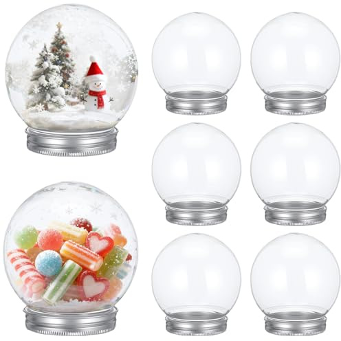 JOINPAYA 8-teiliges DIY-schneekugel-Set: 3, 46 Zoll Große Durchsichtige Befüllbare Schneebälle aus Kunststoff mit Abschraubbarem Deckel Zur Anzeige von Weihnachts- Und Heimdekorationsfotos