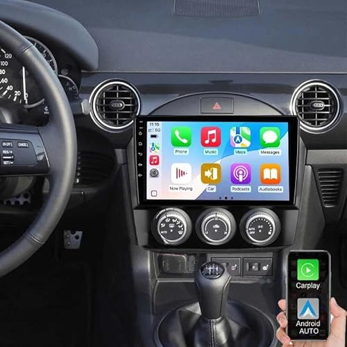 Android 14 Car Stereo for Mazda MX-5 2006-2021 4+64G with Wireless CarPlay Android Auto 9in IPS Touch Screen Car Radio with WiFi Bluetooth GPS Mirror Link SWC + Backup Cam