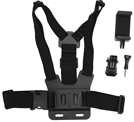Zerodis Phone Chest Mount Harness Holder, Mount Harness Strap Holder Outdoor Live Mobile Phone Chest Strap Chest Mount Harness Chesty Strap Elastic and Adjustable