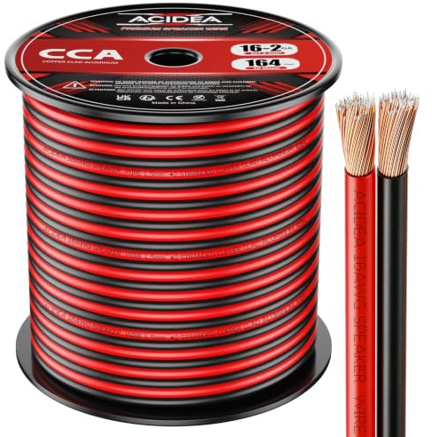 Acidea Cavo audio per altoparlanti, 2 x 1,5 mm², 50 m, cavo HP altoparlante in OFC rame per HiFi e Hi-Fi Embedded