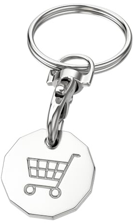 Porte-Clés Pièce pour Caddie, Porte-Cléf Jetons de Chariot de Sac | Cadeaux Porte-Clé Cool avec Icône Gravée pour Passionnées de Shopping Commerce, Femmes Amis Collègues