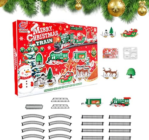 Dayysiuy Christmas Train Sets for around The Tree,Toy Decoration for around Christmas Tree,Electric Locomotive Train Model Track with Lights Sound | for Children Boy Family Holiday Birthday