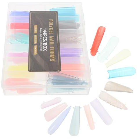 MUCKLILY Capsules D'ongles en Acrylique Transparentes 144 Pièces Taille Carrée Extensions D'ongles Nail Art Salon et Domicile Couleurs Macaron