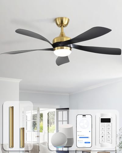 Sofucor 132cm Smart Ventilador de Techo con Luz, Alexa/APP, WiFi | LED, Mando a Distancia, Silencioso Motor DC,Temporizador, 6 Velocidades para Dormitorio Salon