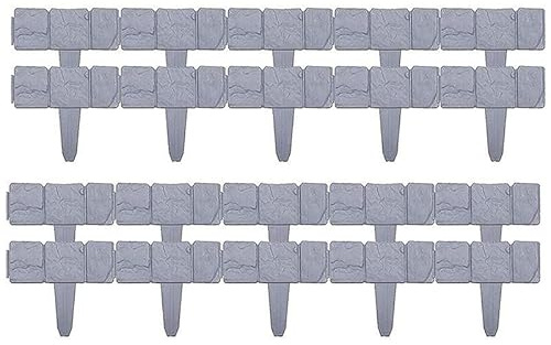 Tnfeeon Bordure de Clôture de Jardin en Plastique Effet Pierre, Bordure de Pelouse sans Outils pour Parterres de Fleurs avec Panneaux Imbriqués 9,6 X 9,1 Pouces, Design Mince, Aménagement Paysager