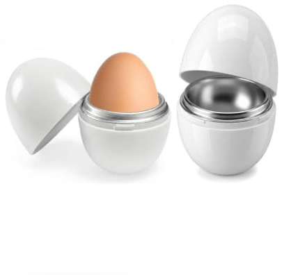 Voxlara 2 Stück Mikrowellen Eierkocher, Hartgekochte Eier für die Mikrowelle, Aluminium Eierkocher für 1 Eier, Kocher Für Hart Oder Weich Gekochte Eier, Schnellen Kochen von Eiern für Büro und Zuhause