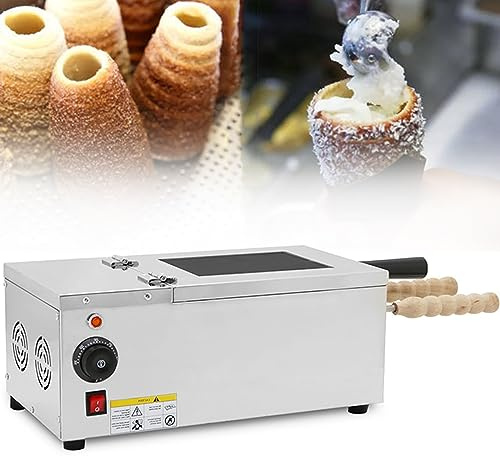 YXZYFPP Macchina elettrica per Coni Gelato in Acciaio Inox - Forno a Camino da 110 V con Doppie Barre per Coni Perfettamente croccanti - Ideale per la casa (220v)