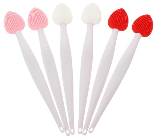 Silikon Lippenpeelingbürste 6 Stück-pack Doppelseitig für Reinigung | Nasenreiniger, Manuelle Gesichtsreinigungsbürste, Ergonomisch Geformt, Leicht und Tragbar