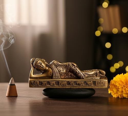 Esplanade Beste Qualität Messing Buddha - Schlafen Liegender Buddha - Messing Metall Statue Figur Idol | Tibetisch-buddhistische Statue Messing Idol - Buddha Statue