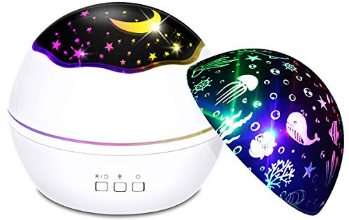 Proyector de luz nocturna de estrella, SZSMD luz nocturna giratoria para bebé, romántica lámpara de noche colorida para niños, luces mágicas para dormir, relajarse o fiesta