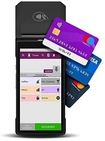 Registrierkasse TSE ready - mobiles Kassensystem mit Kartenterminal (POS) und integriertem Bondrucker - Kasse mit Kartenzahlungsgerät für Gastronomie, Handel sowie GRATIS Ersteinrichtung (NEXT)