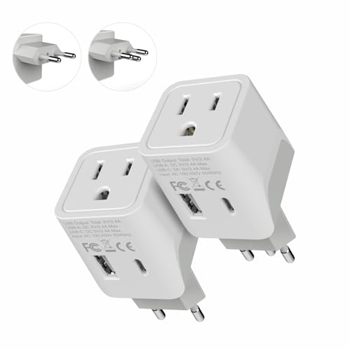 Ceptics Brazil Travel Plug Set - with 2 USB + USA Socket Input - Type C and Type N- Ultra Compact - Safe Grounded Perfect for Cell Phones, Laptops, Camera Chargers