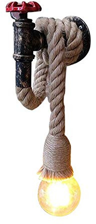 Mengjay Vintage Retro Wandlampe Amerikanische Seil industrial lampe Eisen Rohr groß Seil Wand Lampe Loft Restaurant Korridor Wohnzimmer Balkon Gänge Wandleuchten （Keine Lichtquelle）