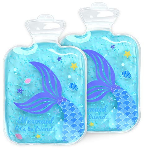 Navaris Kinder Kühlkissen Wärmekissen 2 teilig - 2x Meerjungfrau Thermokissen warm und kalt - Gelkissen Kompresse Kühlpack - Gel Kühlpads