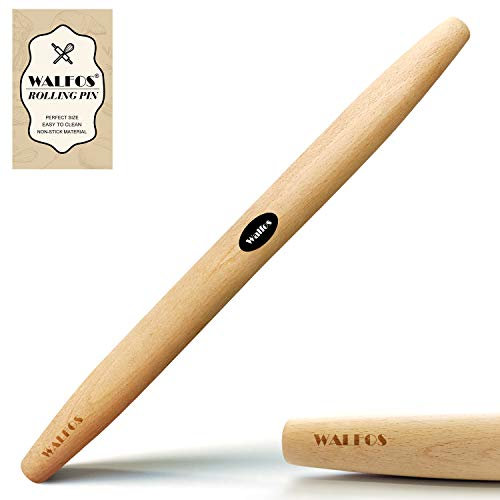 WALFOS Französischer Nudelholz-Teig-Roller zum Backen von Pizza-Teig, Kuchen- und Keks-Buchenholz-Nudelholz (43cm)