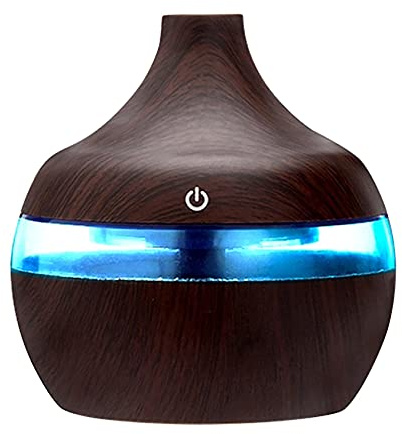 300ml Mini Diffuseur d'Huiles Essentielles, Humidificateur à Bois Portable Purificateur d'air Electrique Ultrasonique Brume Parfum pour Spa, Massage, Yoga, Maison, Bureau, Chambre bébé (B)